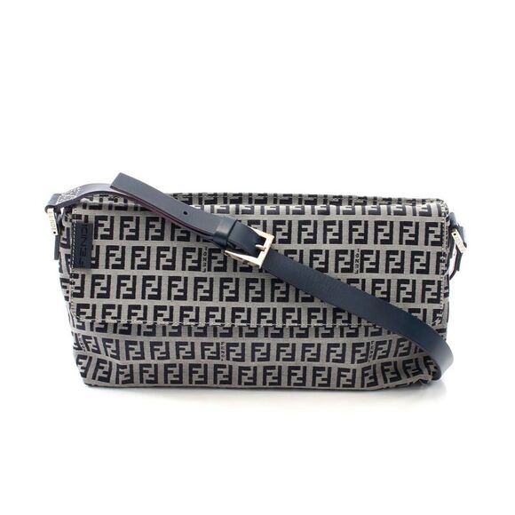 Fendi Handbags - Fendi Zucchino Canvas Leather Shoulder Bag